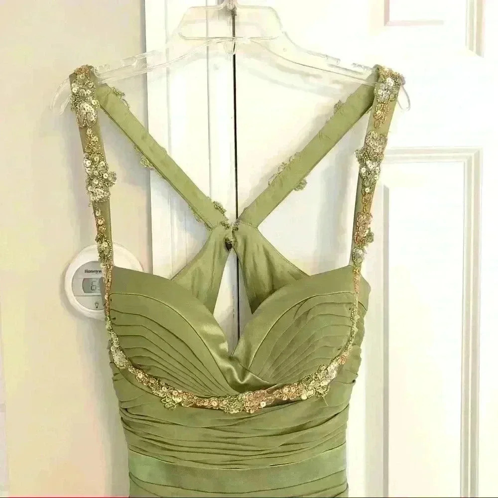 Green Ruched Mini Dress - Picture 2 of 8